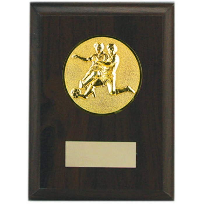 Budget wooden Football plaque 5'' - choice of sports centre 